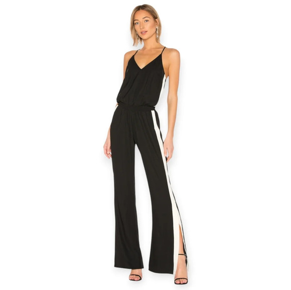 Amanda Uprichard Track Jumpsuit with Contrast Piping and Side Slits Small - Picture 16 of 16